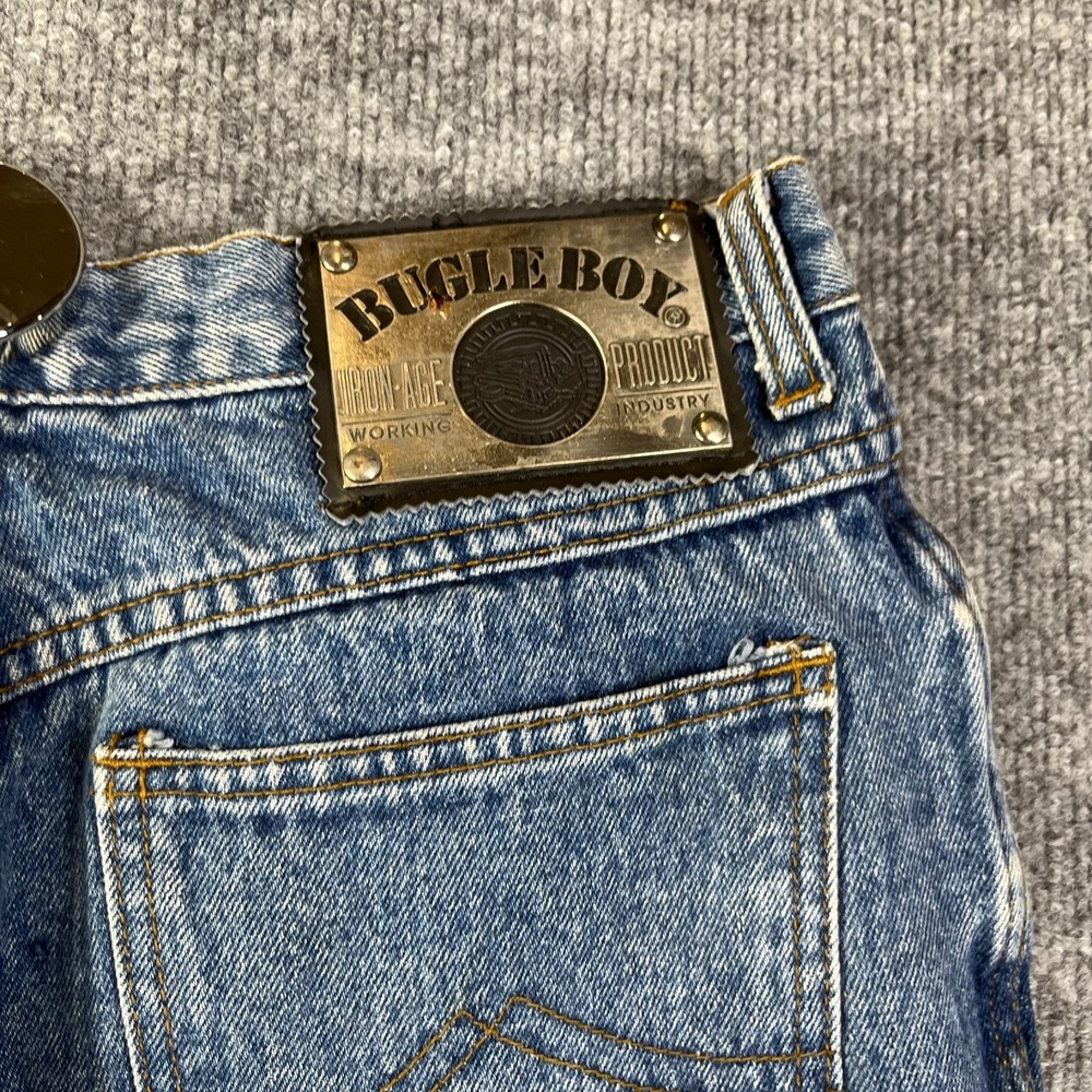 Vintage Bugle Boy Gold Crest Jeans Mens Blue Denim Taper Fit Classic Y2K - 30X30 - Picture 13 of 14
